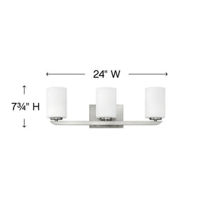 Keystone 24" Three Lights Medium Vanity, Brushed Nickel