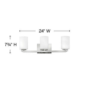 Keystone 24" Three Lights Medium Vanity, Polished Nickel