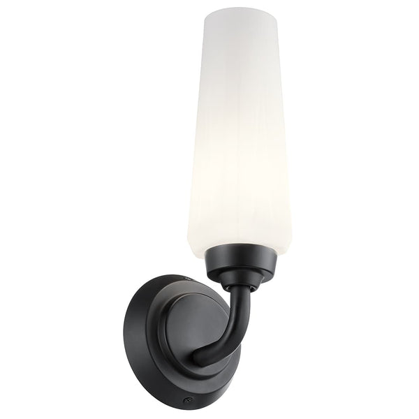 Monet 12" 1 Light Wall Sconce, Satin Etched Cased Opal Glass / Black