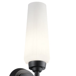 Monet 4" One Light Wall Sconce, Satin Etched Cased Opal Glass / Black