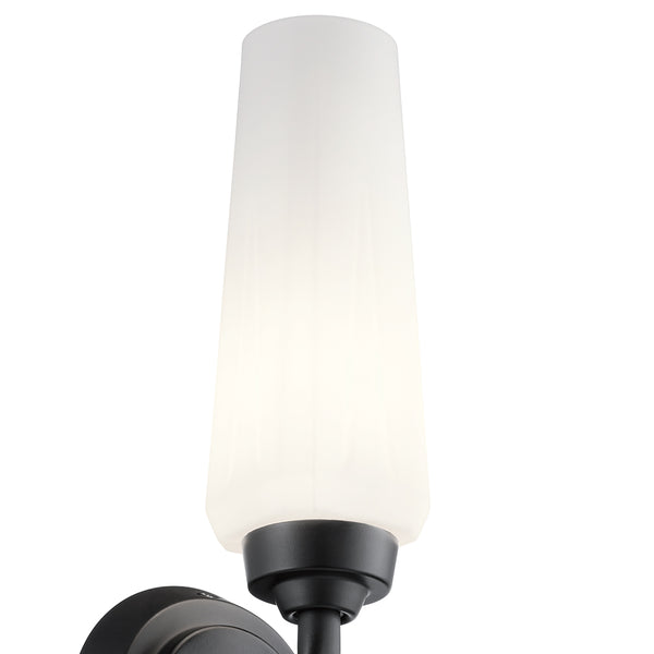 Monet 4" One Light Wall Sconce, Satin Etched Cased Opal Glass / Black