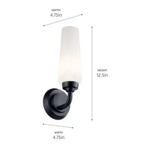 Monet 4" One Light Wall Sconce, Satin Etched Cased Opal Glass / Black