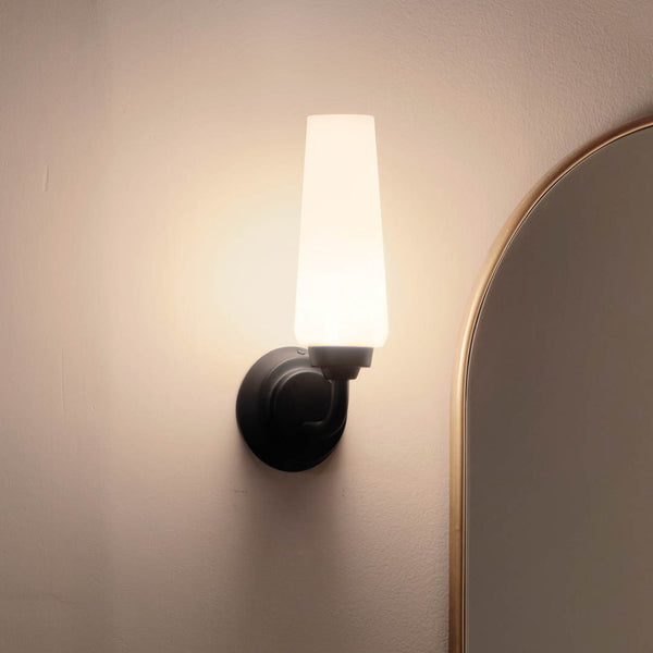Monet 4" One Light Wall Sconce, Satin Etched Cased Opal Glass / Black