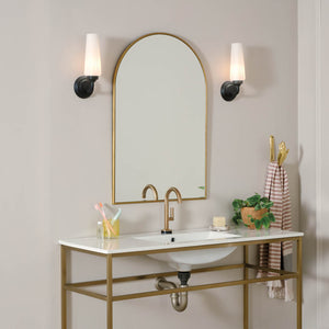 Monet 4" One Light Wall Sconce, Satin Etched Cased Opal Glass / Black