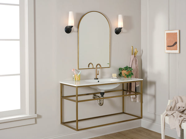 Monet 4" One Light Wall Sconce, Satin Etched Cased Opal Glass / Black