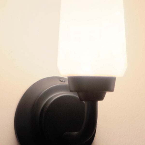 Monet 4" One Light Wall Sconce, Satin Etched Cased Opal Glass / Black