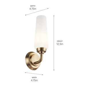 Monet 4" One Light Wall Sconce, Satin Etched Cased Opal Glass / Champagne