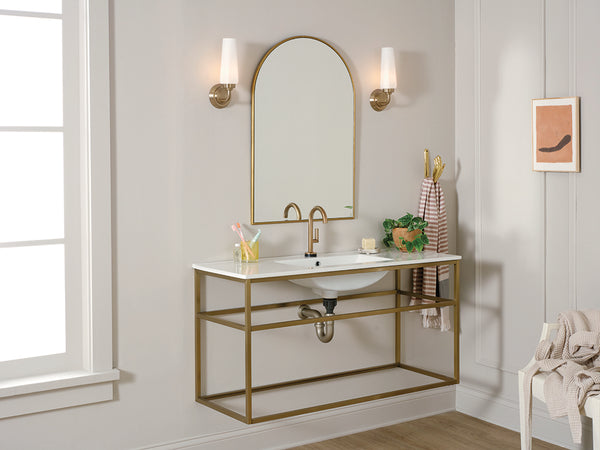 Monet 4" One Light Wall Sconce, Satin Etched Cased Opal Glass / Champagne