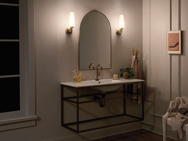 Monet 4" One Light Wall Sconce, Satin Etched Cased Opal Glass / Champagne