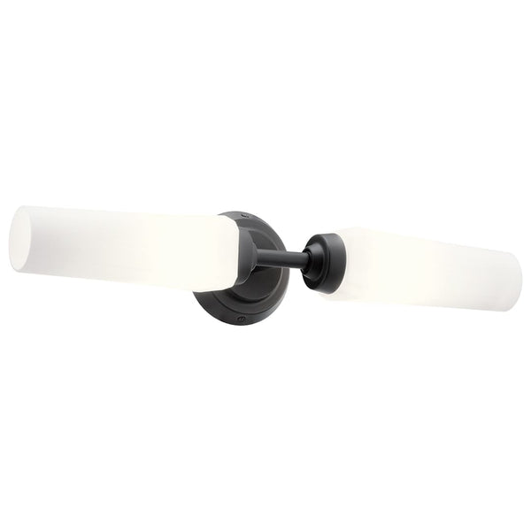 Monet 20" 2 Light Vanity Light, Satin Etched Cased Opal Glass / Black
