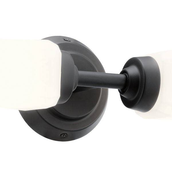 Monet 21" Two Lights Vanity Light, Satin Etched Cased Opal Glass / Black