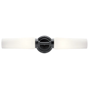 Monet 21" Two Lights Vanity Light, Satin Etched Cased Opal Glass / Black