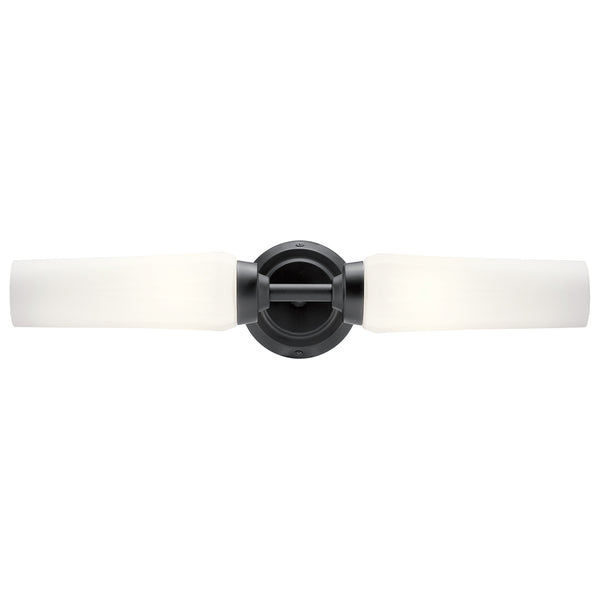 Monet 21" Two Lights Vanity Light, Satin Etched Cased Opal Glass / Black