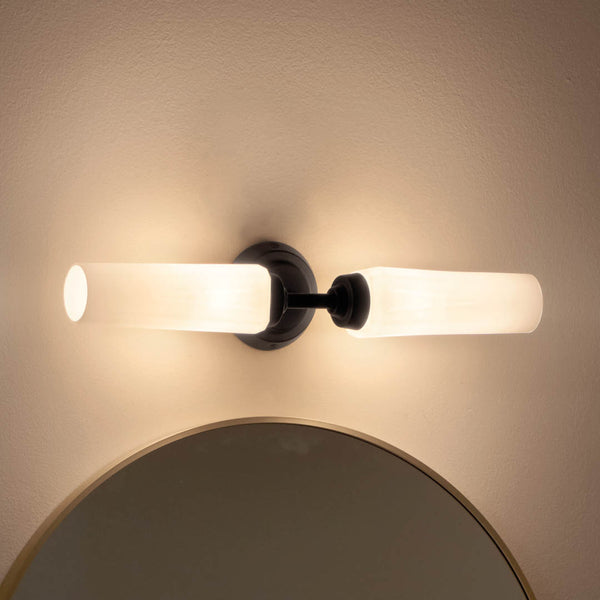 Monet 21" Two Lights Vanity Light, Satin Etched Cased Opal Glass / Black