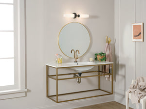 Monet 21" Two Lights Vanity Light, Satin Etched Cased Opal Glass / Black