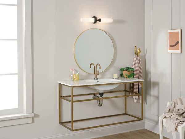 Monet 21" Two Lights Vanity Light, Satin Etched Cased Opal Glass / Black