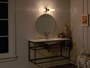 Monet 21" Two Lights Vanity Light, Satin Etched Cased Opal Glass / Black