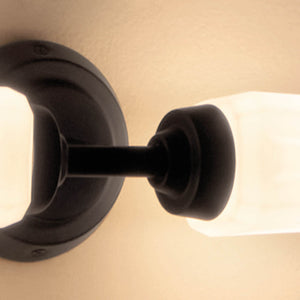 Monet 21" Two Lights Vanity Light, Satin Etched Cased Opal Glass / Black