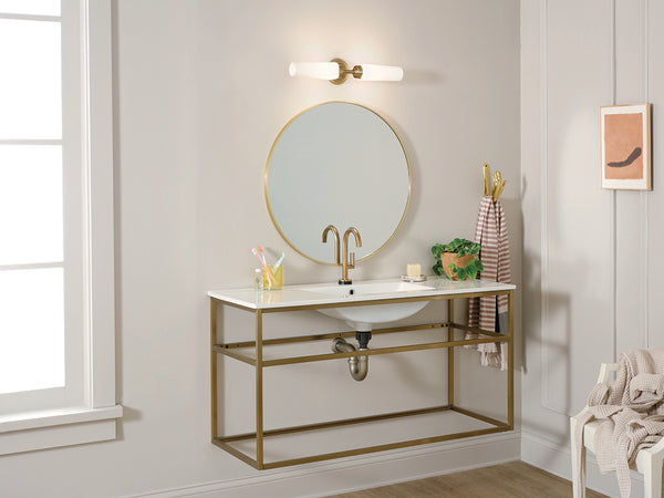 Monet 21" Two Lights Vanity Light, Satin Etched Cased Opal Glass / Champagne