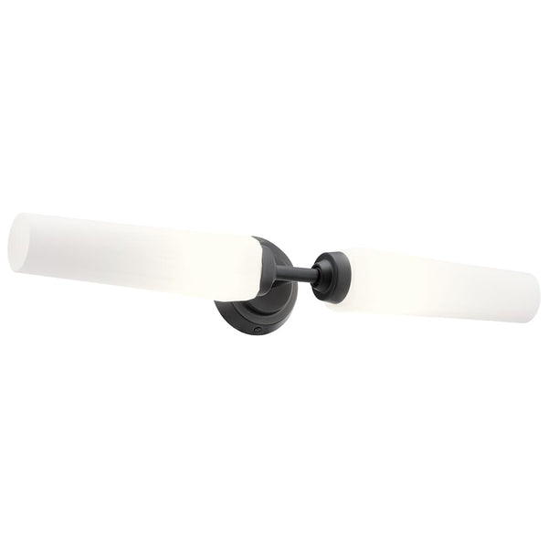 Monet 25" 2 Light Vanity Light, Satin Etched Cased Opal Glass / Black