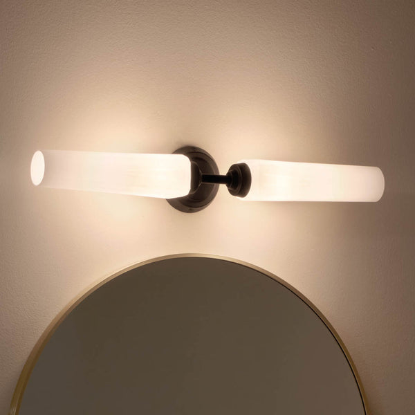 Monet 26" Two Lights Vanity Light, Satin Etched Cased Opal Glass / Black