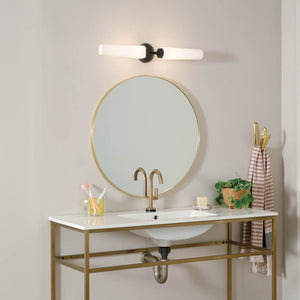 Monet 26" Two Lights Vanity Light, Satin Etched Cased Opal Glass / Black