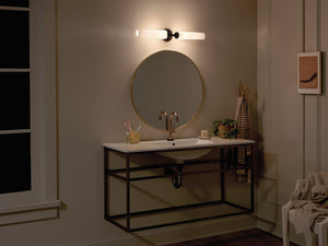 Monet 26" Two Lights Vanity Light, Satin Etched Cased Opal Glass / Black