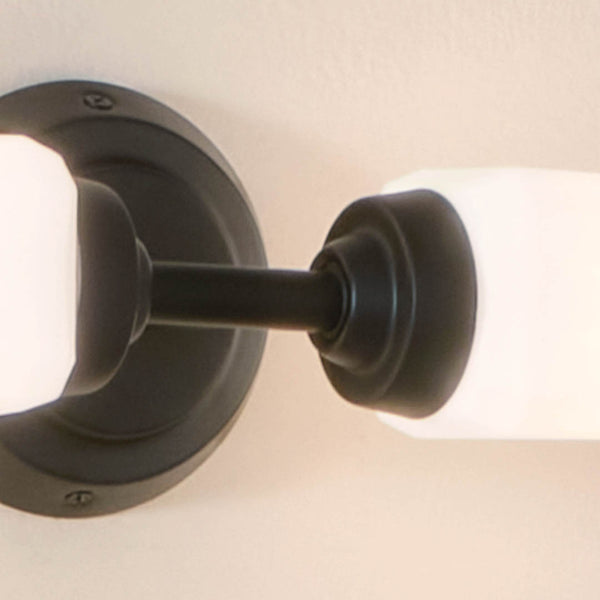 Monet 26" Two Lights Vanity Light, Satin Etched Cased Opal Glass / Black