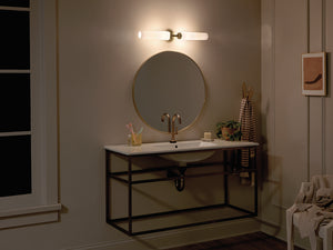 Monet 26" Two Lights Vanity Light, Satin Etched Cased Opal Glass / Champagne