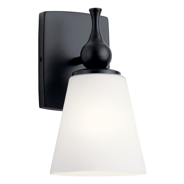 Viva 6" 1 Light Wall Sconce, Etched White Glass / Black