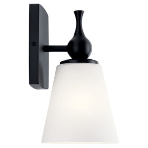 Viva 6" One Light Wall Sconce, Etched White Glass / Black
