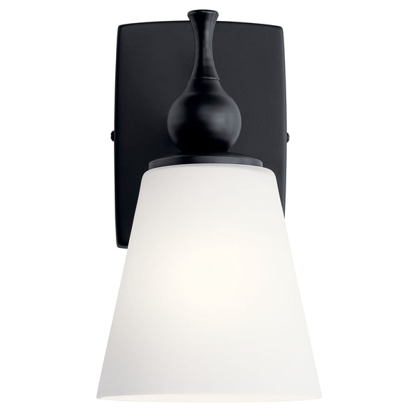 Viva 6" One Light Wall Sconce, Etched White Glass / Black