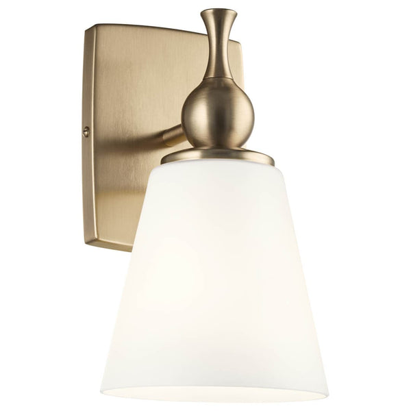 Viva 6" 1 Light Wall Sconce, Etched White Glass / Champagne Bronze