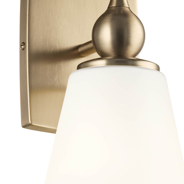 Viva 6" One Light Wall Sconce, Etched White Glass / Champagne Bronze