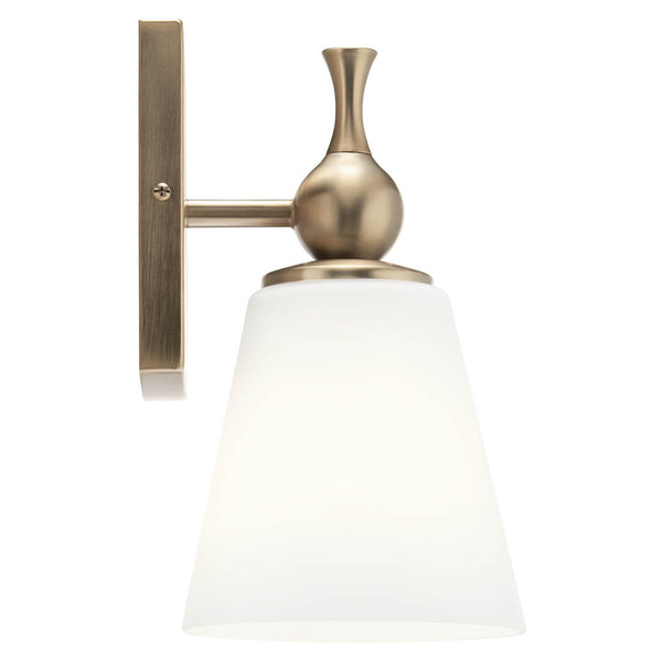 Viva 6" One Light Wall Sconce, Etched White Glass / Champagne Bronze