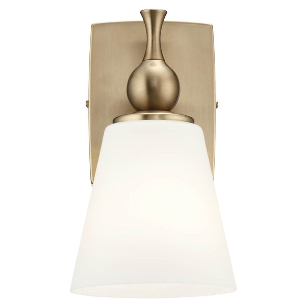 Viva 6" One Light Wall Sconce, Etched White Glass / Champagne Bronze
