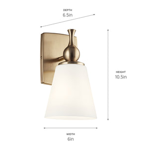 Viva 6" One Light Wall Sconce, Etched White Glass / Champagne Bronze