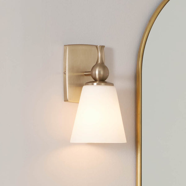 Viva 6" One Light Wall Sconce, Etched White Glass / Champagne Bronze