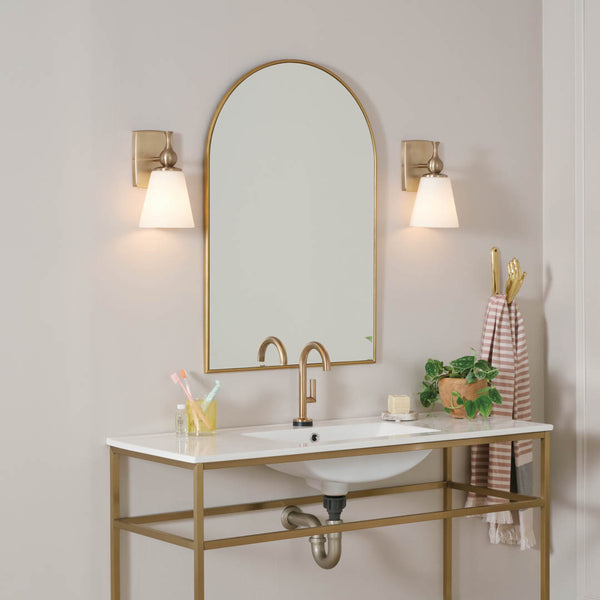 Viva 6" One Light Wall Sconce, Etched White Glass / Champagne Bronze