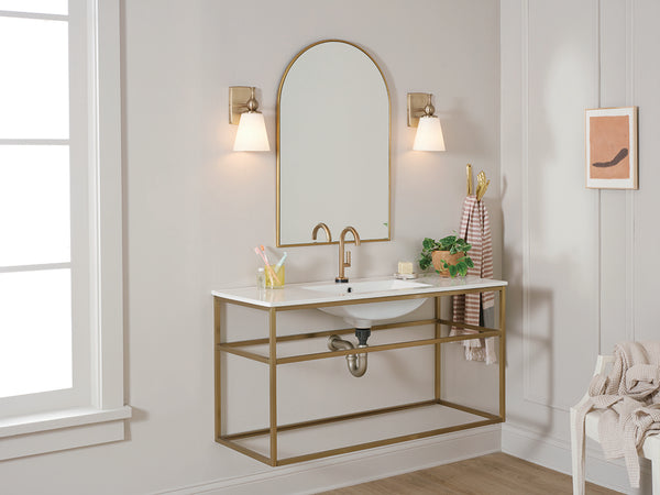 Viva 6" One Light Wall Sconce, Etched White Glass / Champagne Bronze