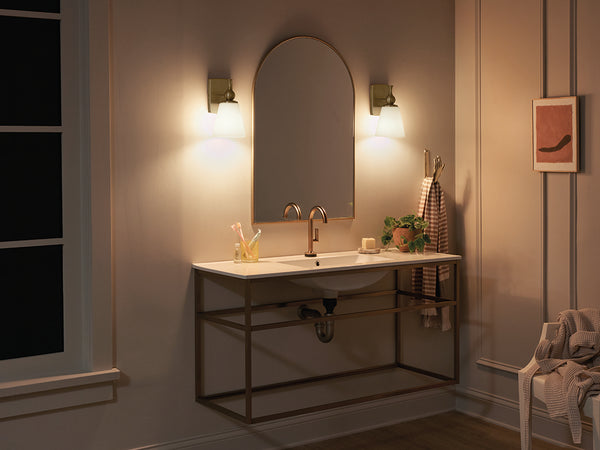 Viva 6" One Light Wall Sconce, Etched White Glass / Champagne Bronze