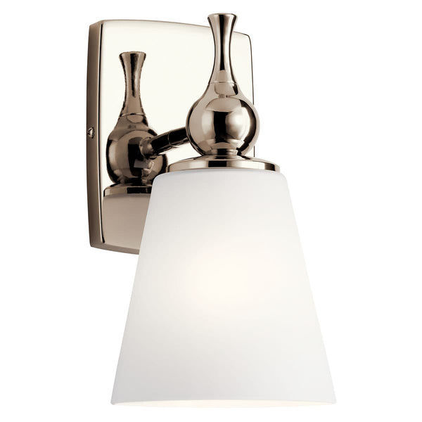 Viva 6" 1 Light Wall Sconce, Etched White Glass / Polished Nickel