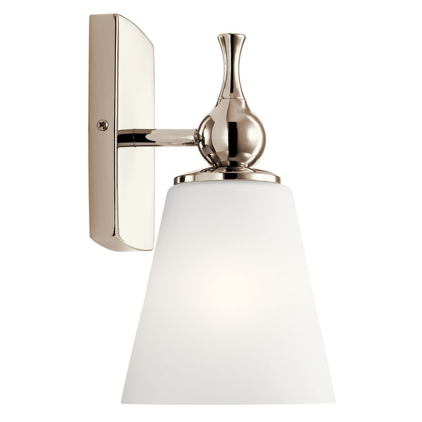 Viva 6" One Light Wall Sconce, Etched White Glass / Polished Nickel