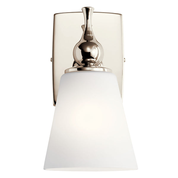 Viva 6" One Light Wall Sconce, Etched White Glass / Polished Nickel