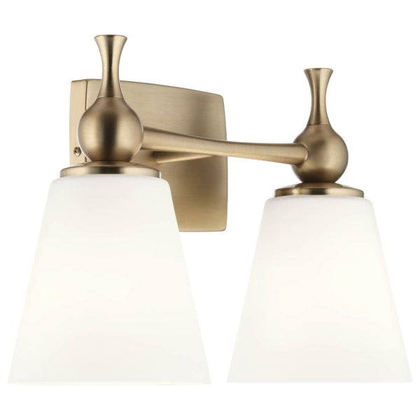 Viva 15" 2 Light Vanity Light, Etched White Glass / Champagne Bronze