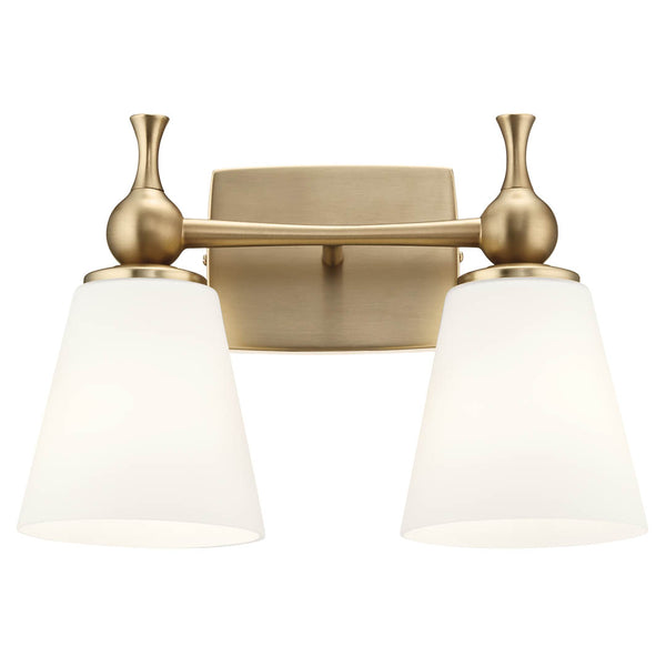 Viva 15" Two Lights Vanity Light, Etched White Glass / Champagne Bronze