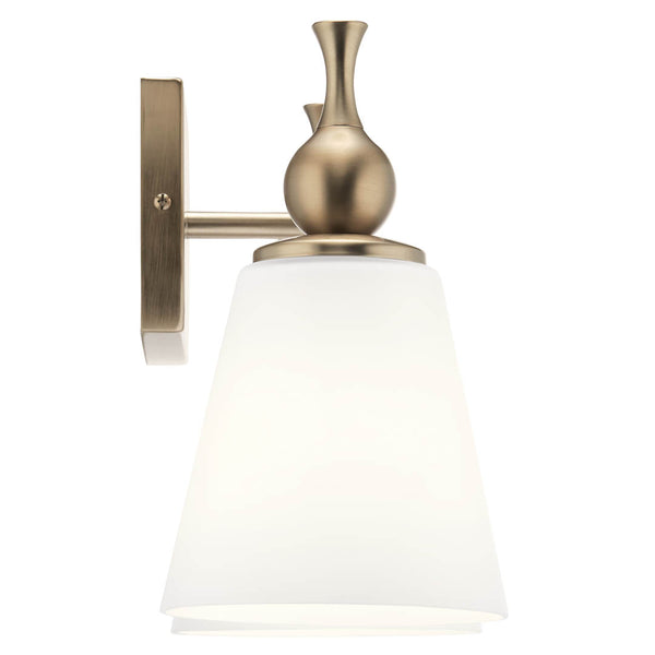 Viva 15" Two Lights Vanity Light, Etched White Glass / Champagne Bronze