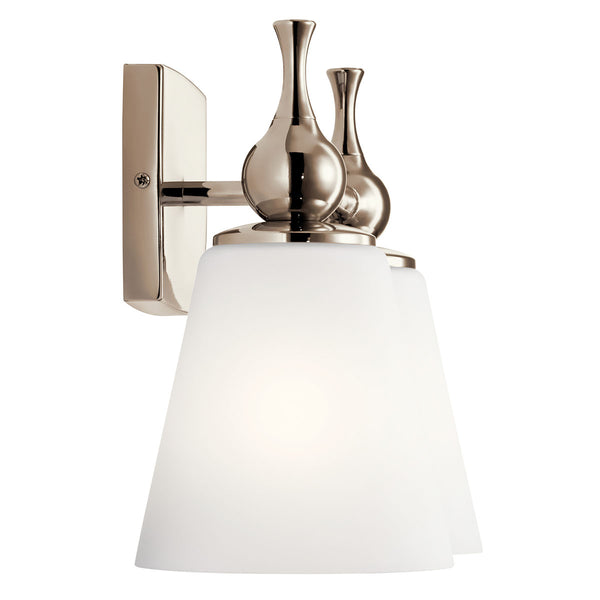 Viva 15" Two Lights Vanity Light, Etched White Glass / Polished Nickel