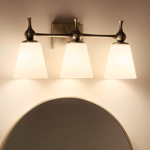 Viva 24" Three Lights Vanity Light, Etched White Glass / Champagne Bronze