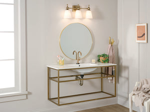 Viva 24" Three Lights Vanity Light, Etched White Glass / Champagne Bronze